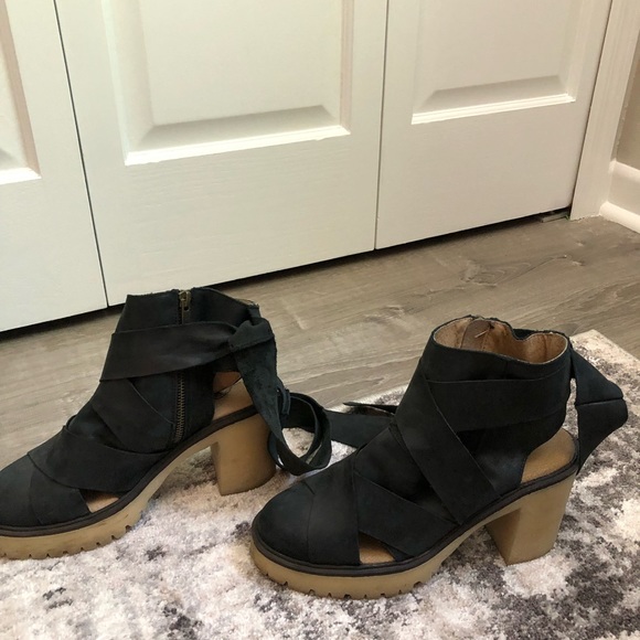 FREE PEOPLE × Blake Wrap Platform Boots Sandals Black Leather / EU 38 US 7.5 - Picture 11 of 16